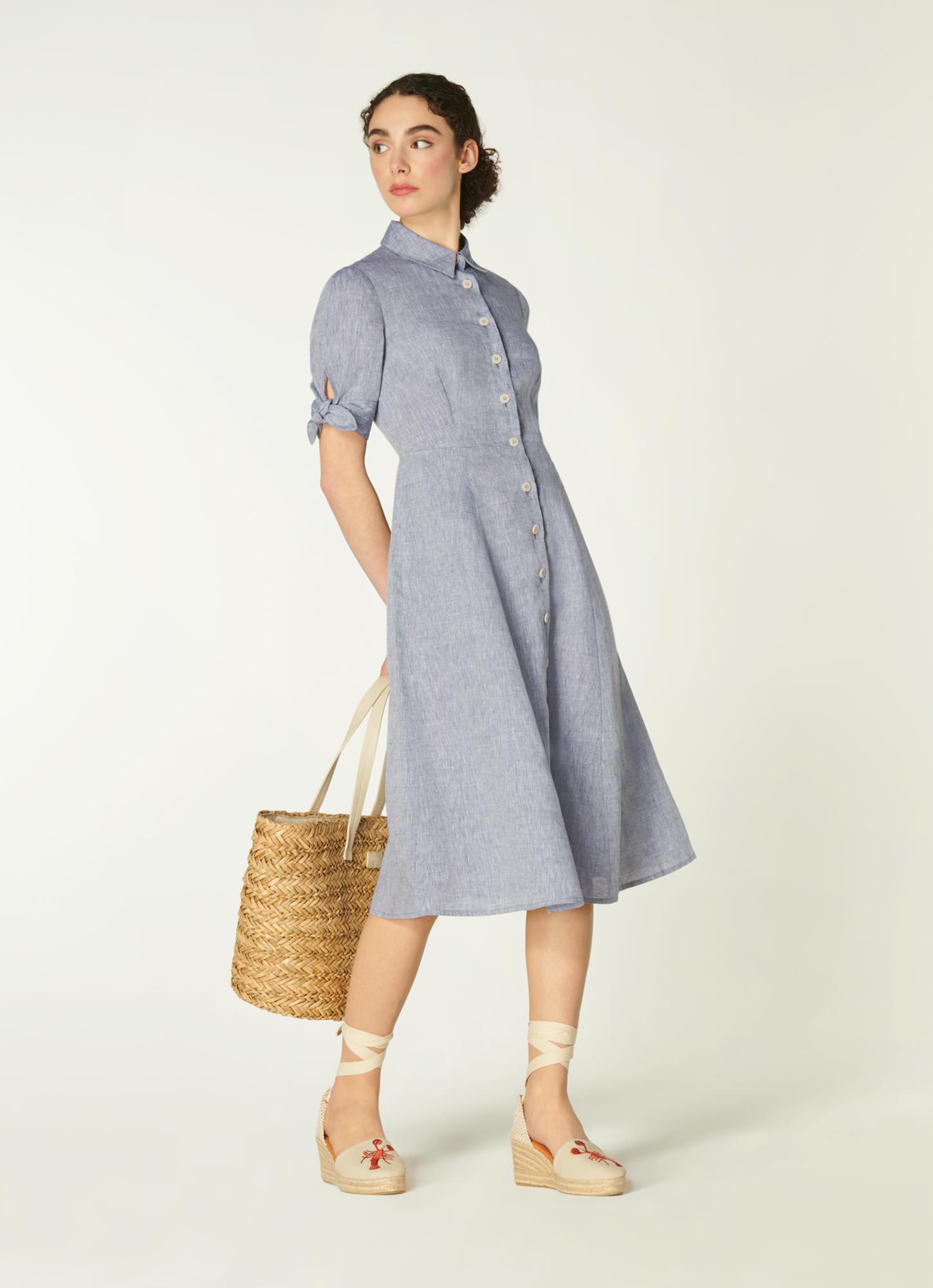 Saffron Blue Linen Shirt Dress | Clothing | L.K.Bennett