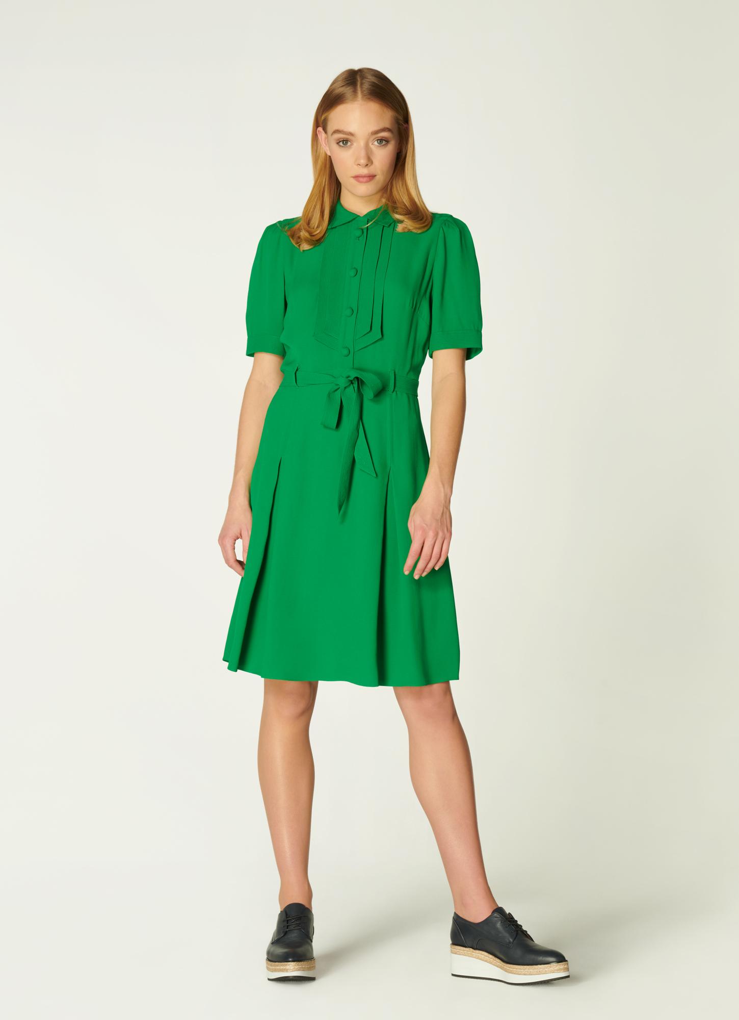Shrimpton Green Crepe Tea Dress