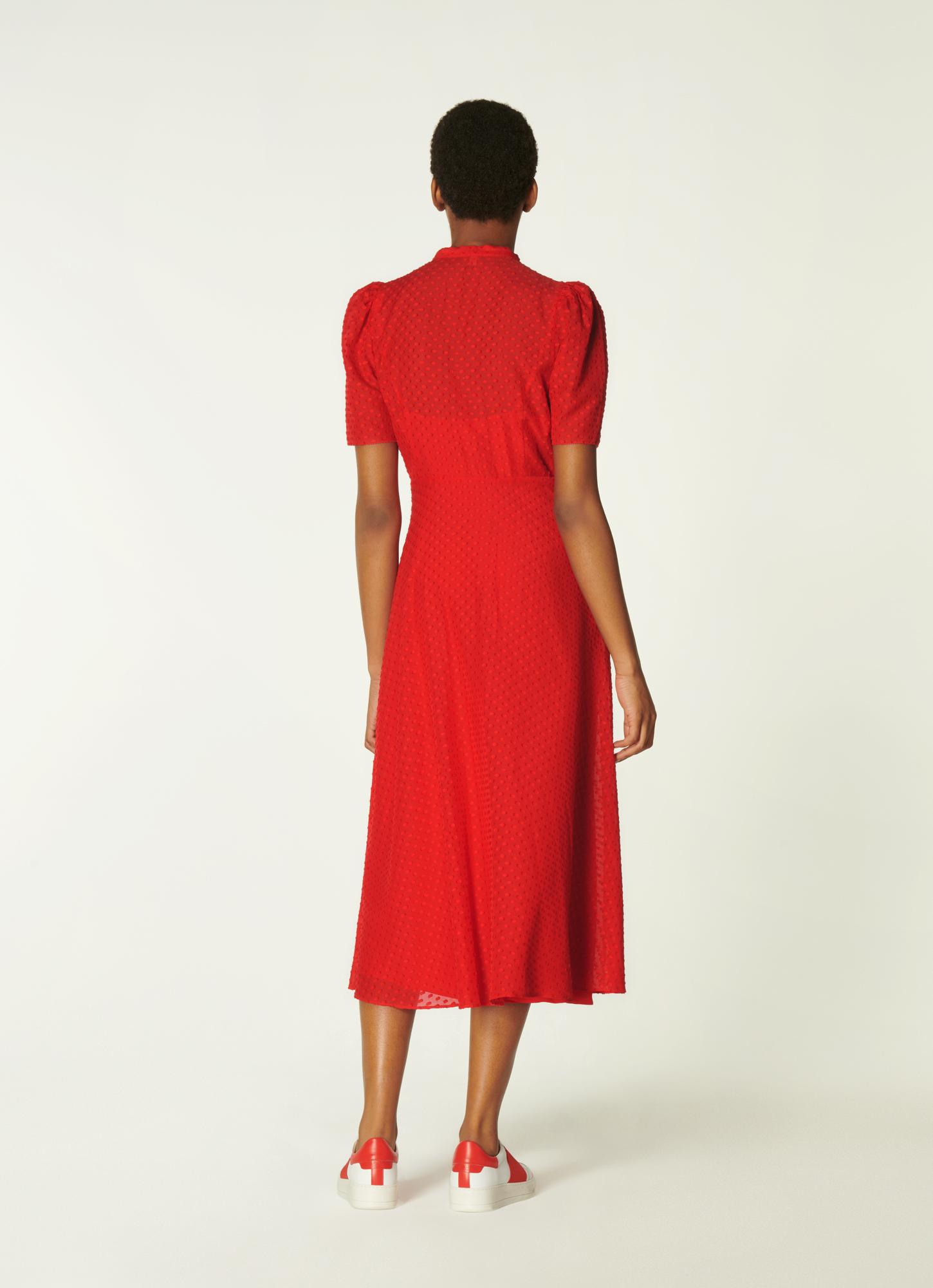 red cotton dress with sleeves