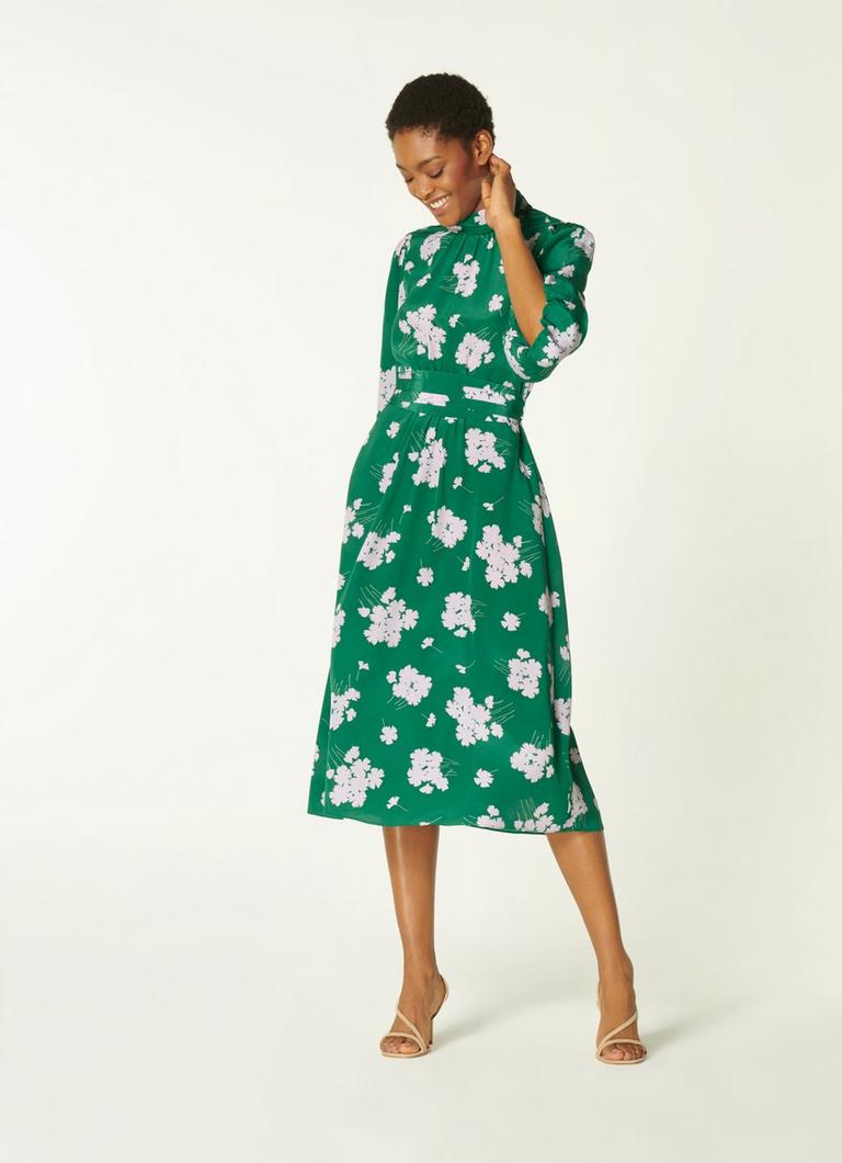 Lk bennett green silk dress discount