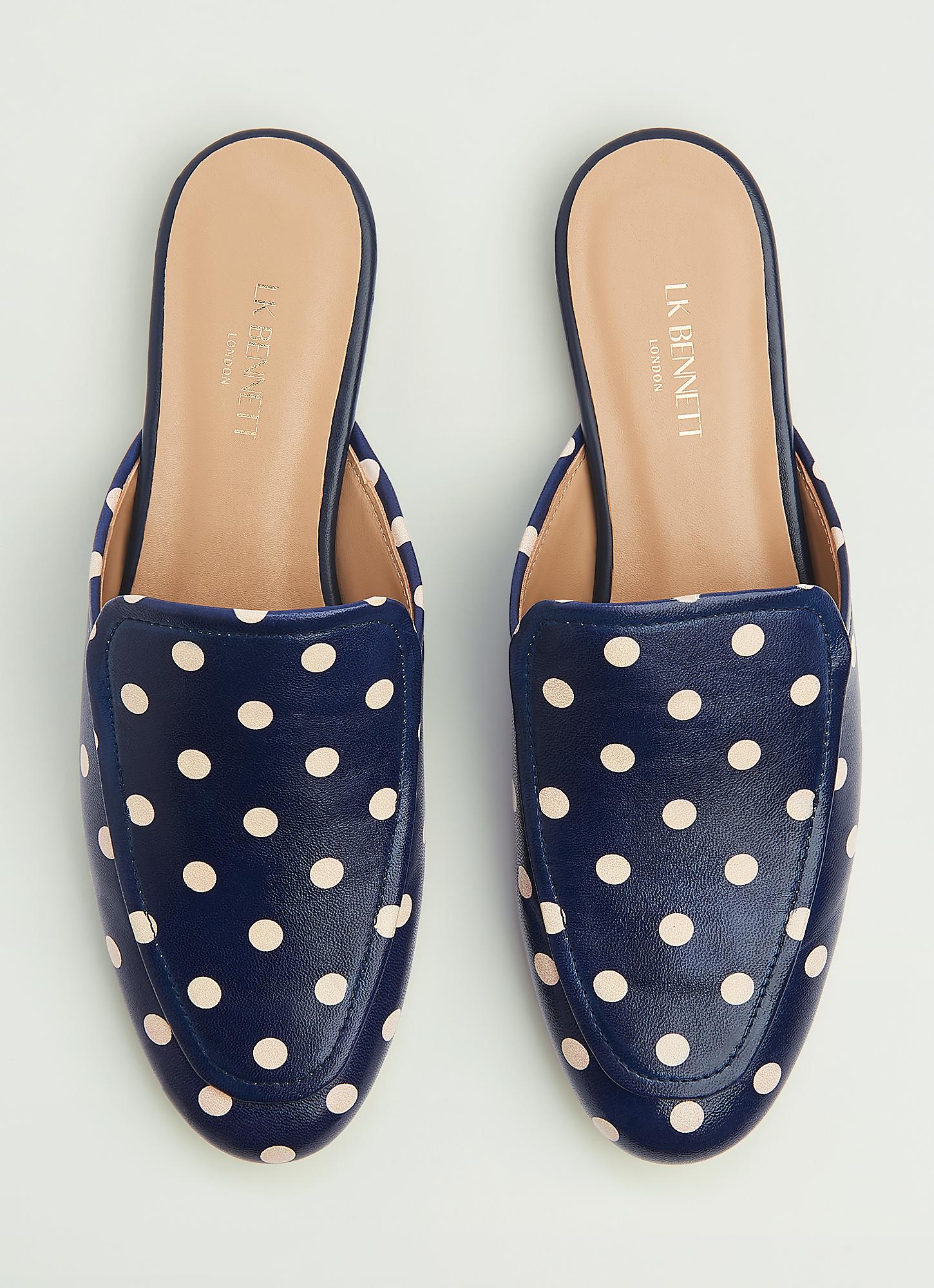 navy backless loafers