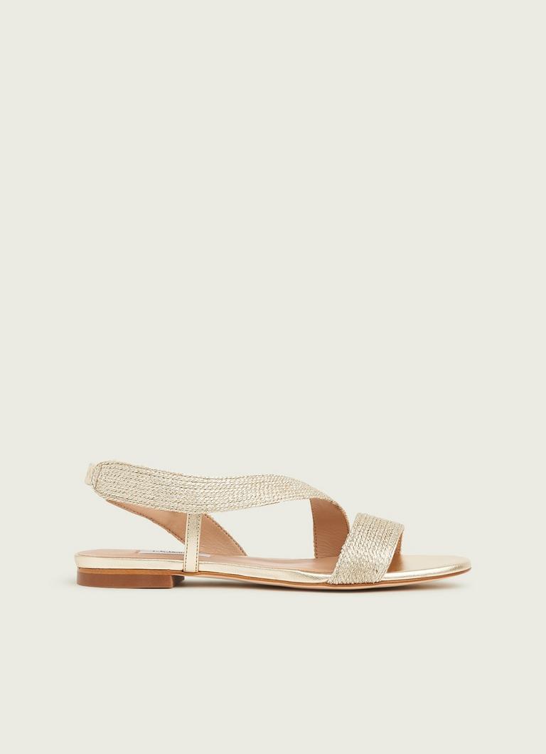 Rachel Gold Lurex Rope Flat Sandals Shoes L.K.Bennett