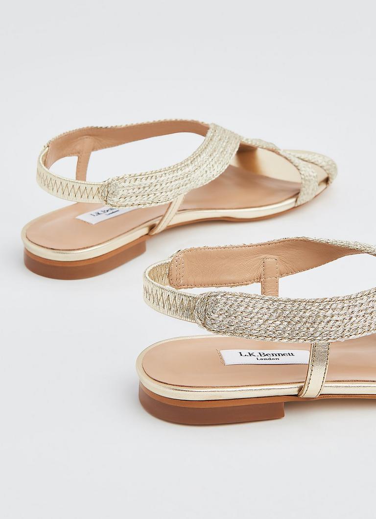 Renee Gold Lurex Rope Flat Sandals Shoes L.K.Bennett
