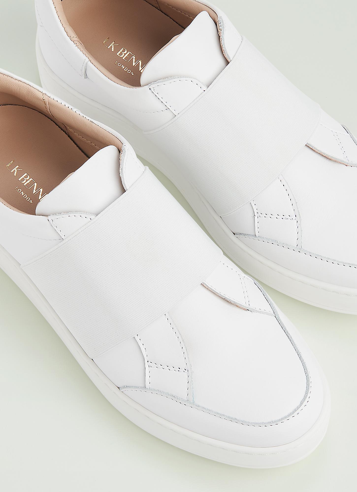 white leather slip on trainers womens