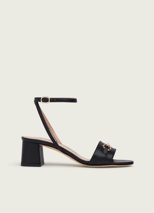 L.K.Bennett Naomi Black Grainy Leather Formal Sandals, Black