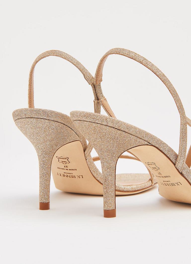 Naeve Gold Glitter Strappy Sandals Shoes L.K.Bennett