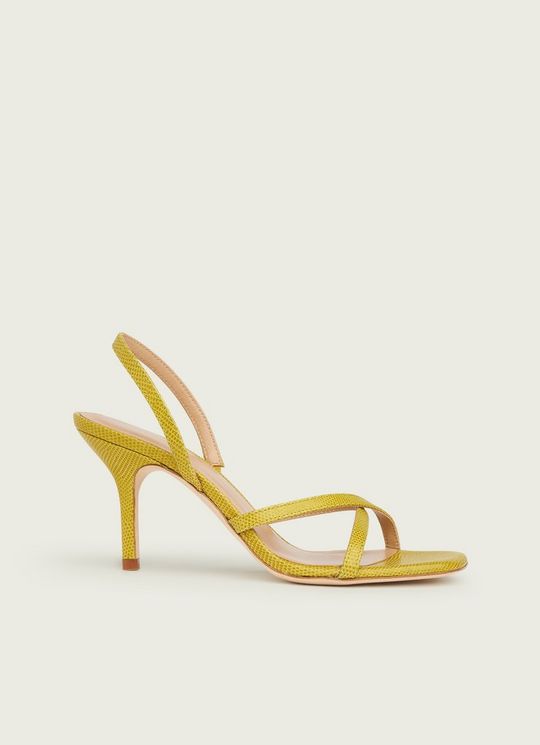 L.K.Bennett Noon Lime Lizard-Effect Leather Strappy Sandals, Lime