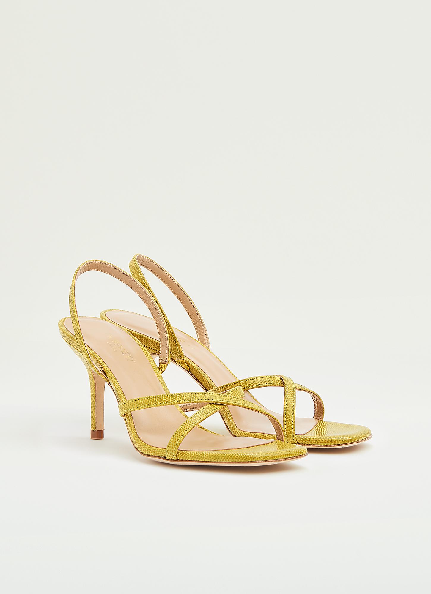 Noon Lime Lizard-Effect Leather Strappy Sandals Shoes