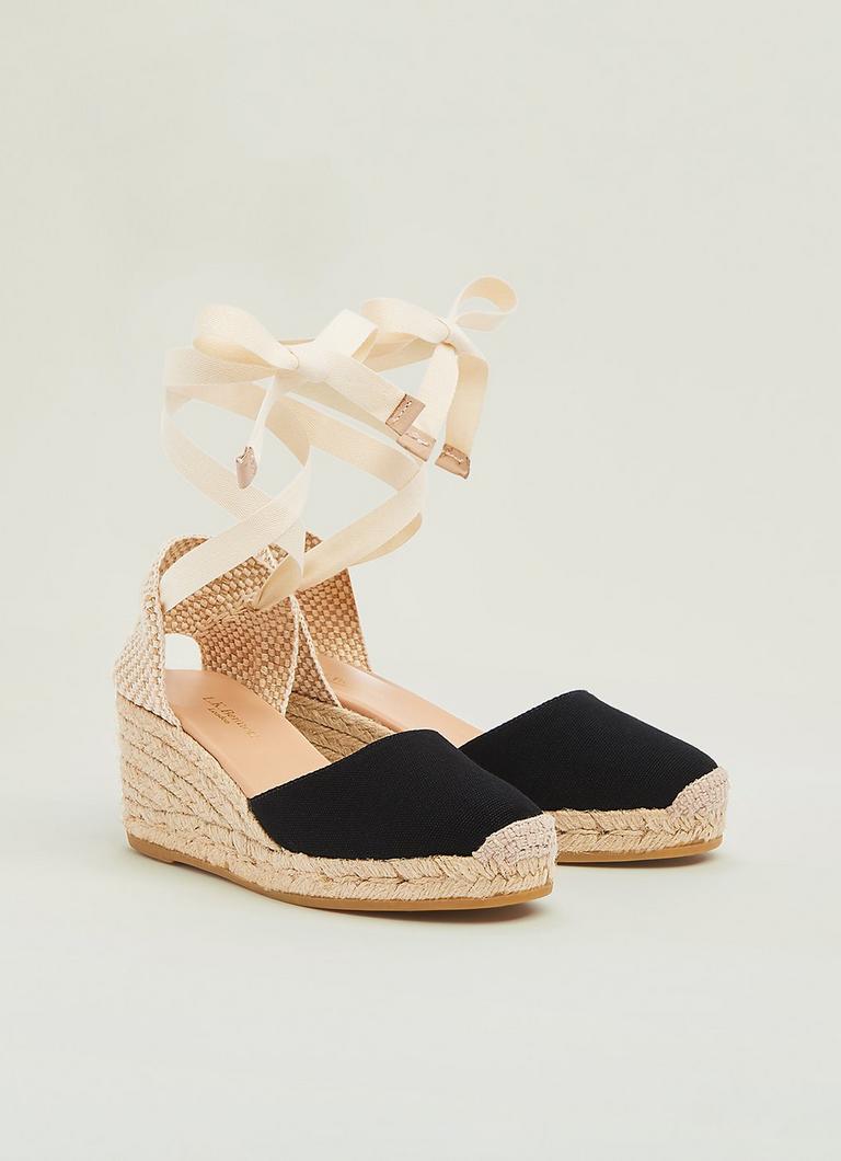 Maureene Black Canvas Espadrilles Shoes L.K.Bennett