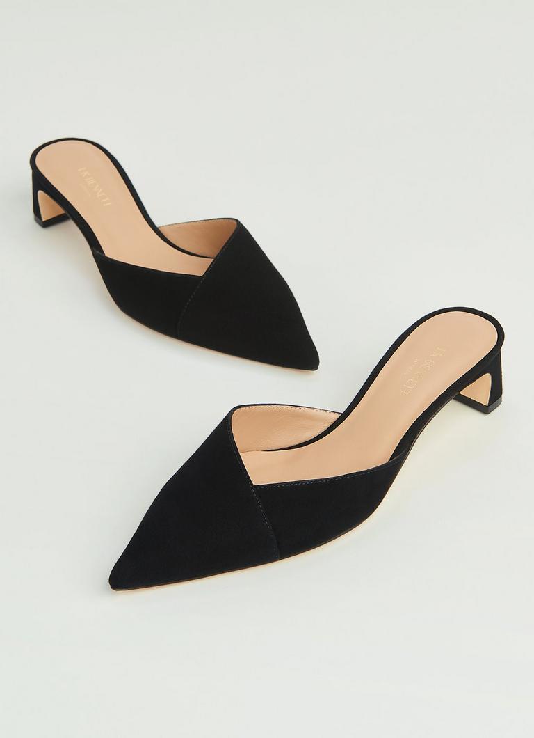 Harriet Black Suede Mules Shoes L.K.Bennett
