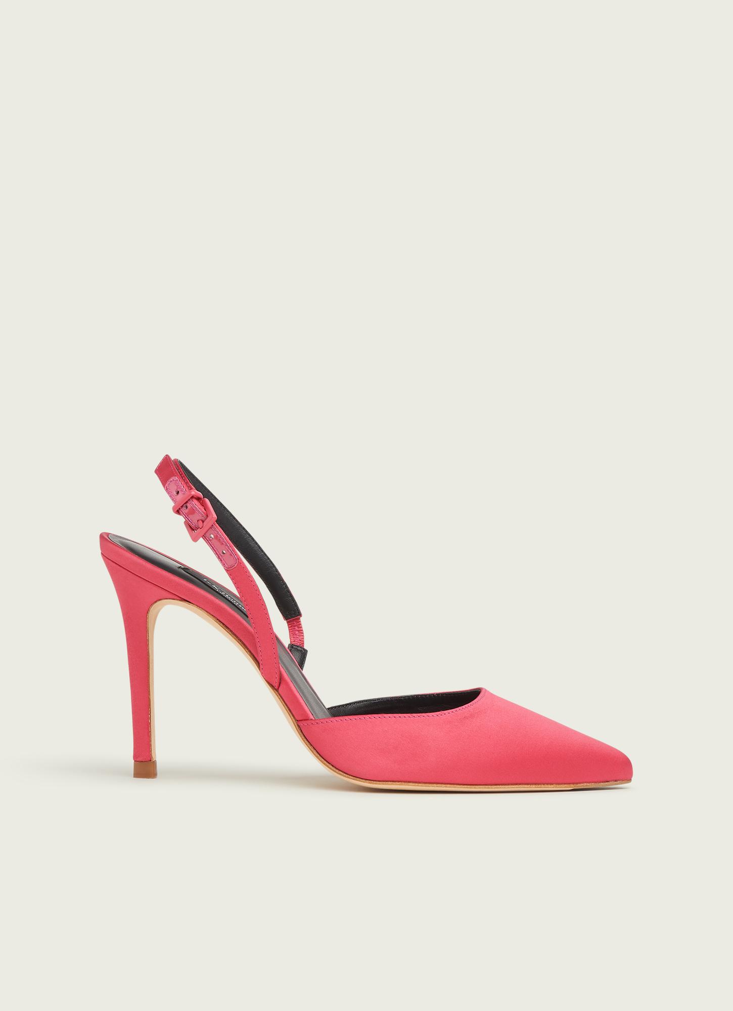 Hayden Bright Pink Satin Open Courts