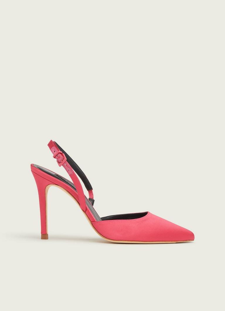 Hayden Bright Pink Satin Open Courts