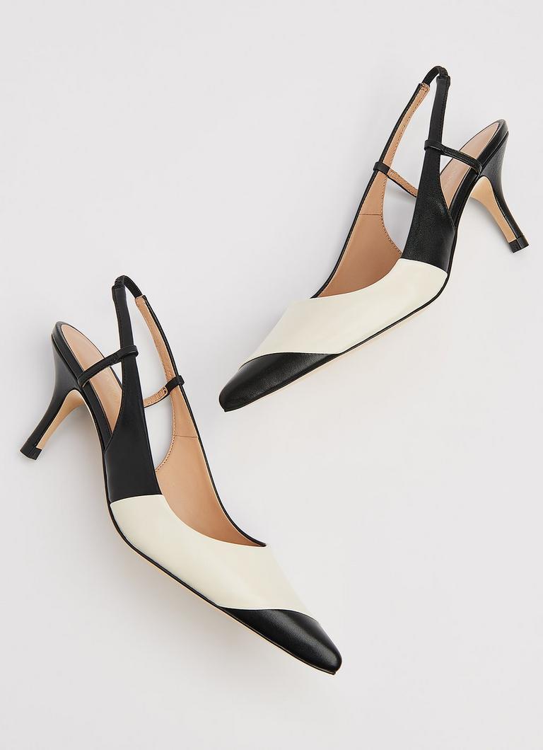 Black and white slingback shoes clearance
