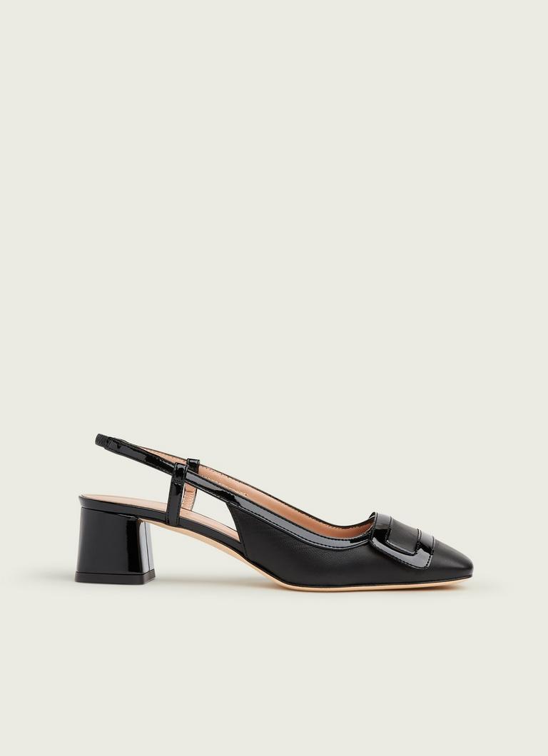 Black block heel slingback online