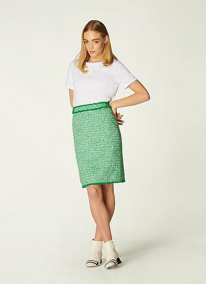 Nicola Green Tweed Mini Skirt Green White, Green White