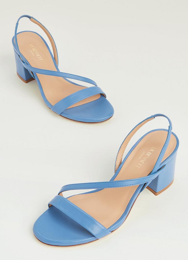 Blue heeled sandals uk discount