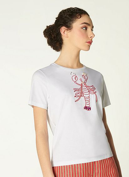 Anne Embellished Lobster Motif T-Shirt, Multi