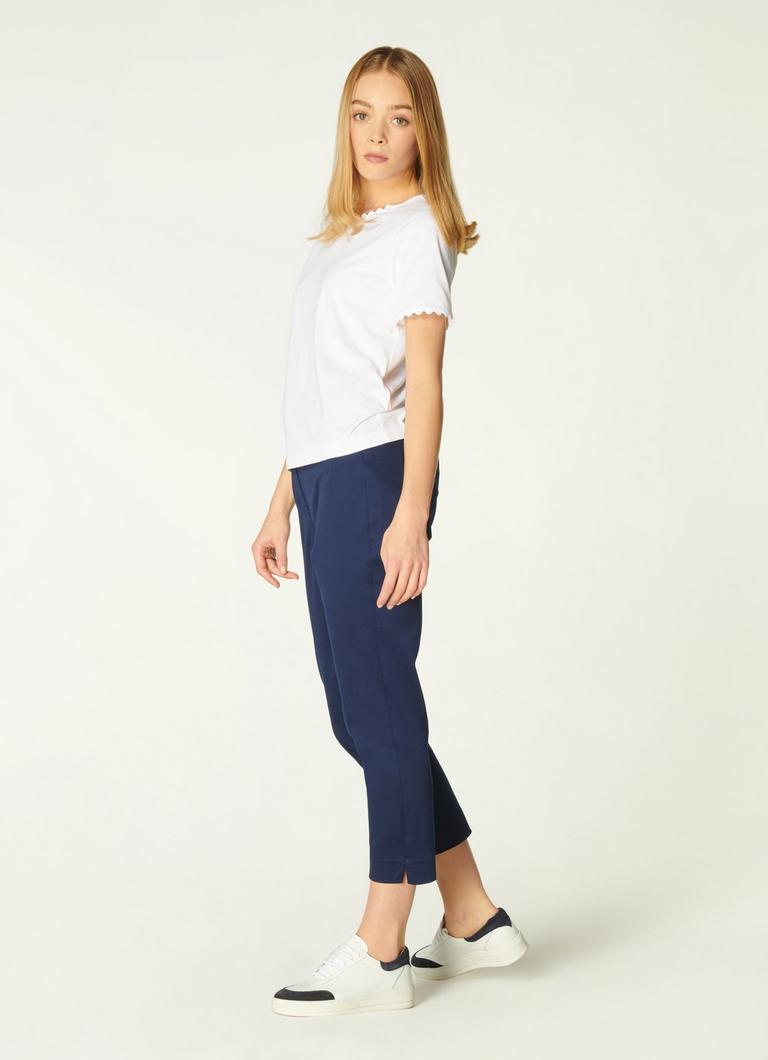 Navy cotton best sale cropped trousers