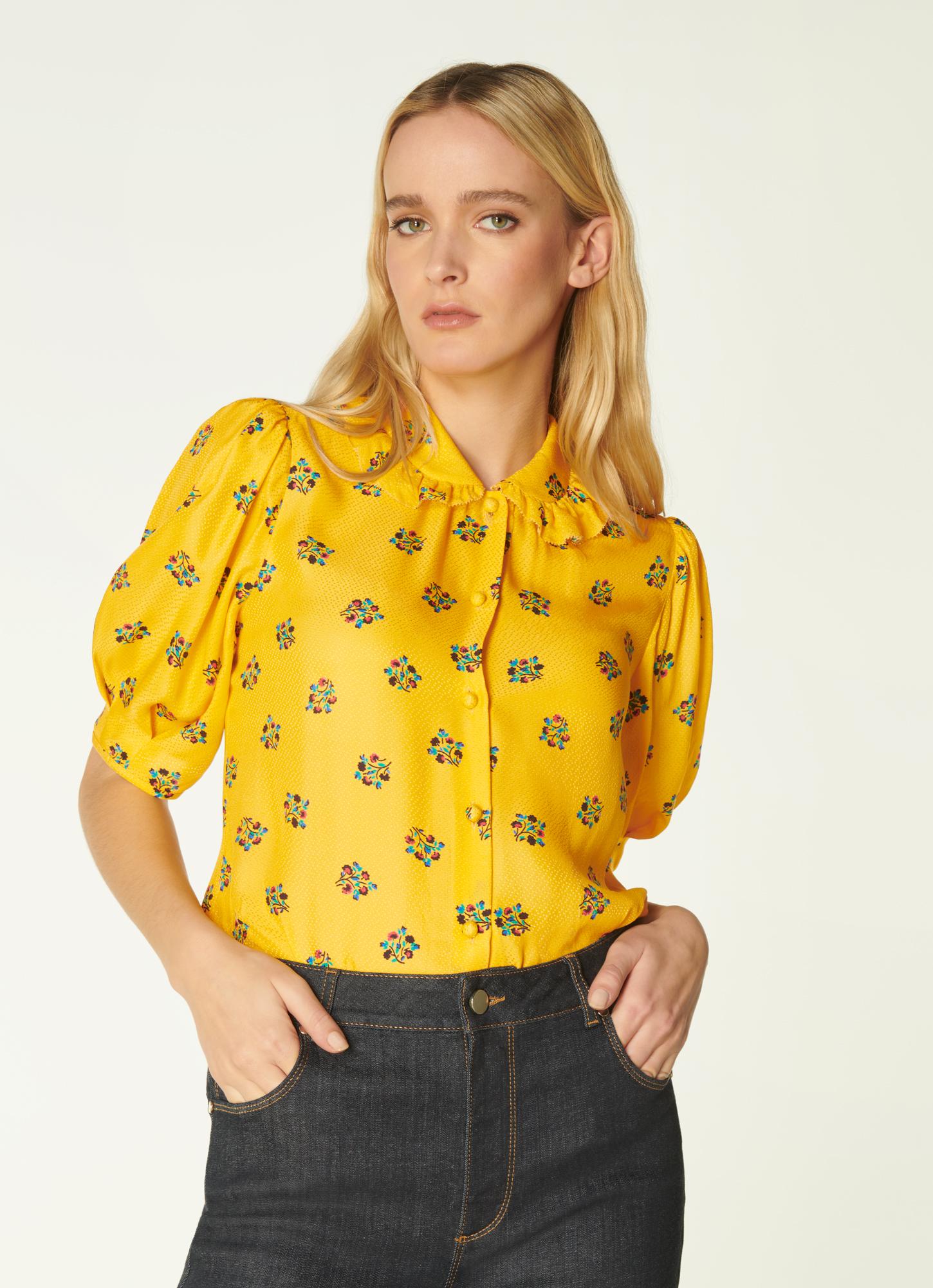Elson Yellow Posey Print Silk-Blend Blouse | Clothing | L.K.Bennett