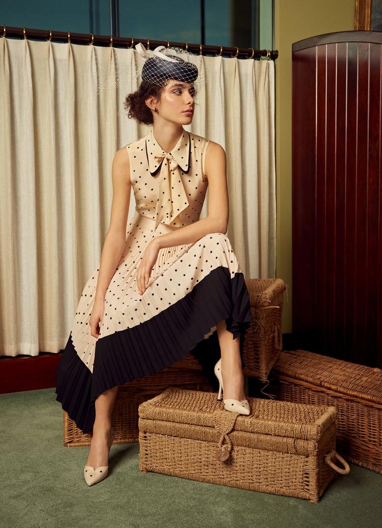 Polka dot silk blouse clearance