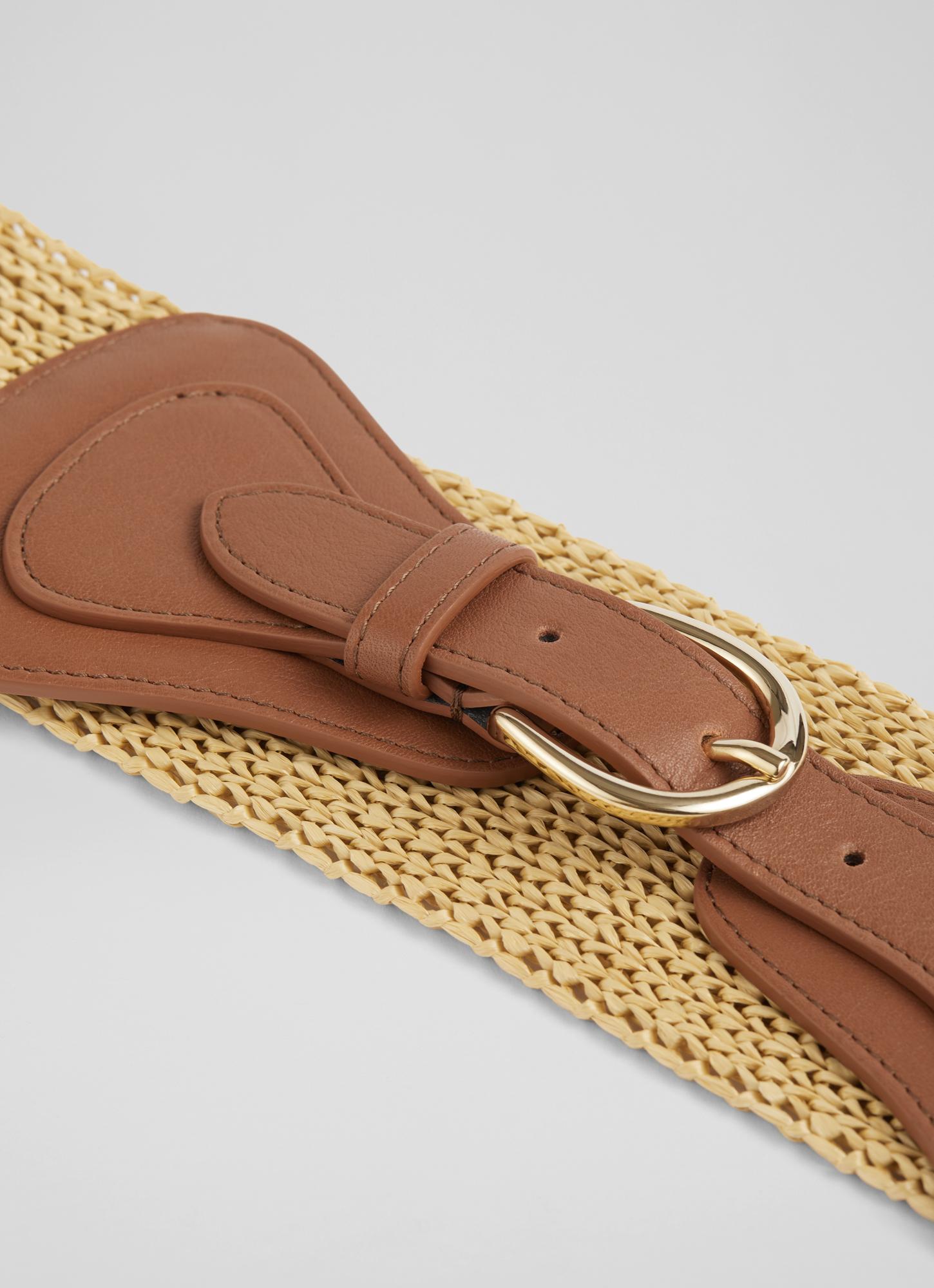 Gemima Tan Straw Wide Belt Sale Collections London