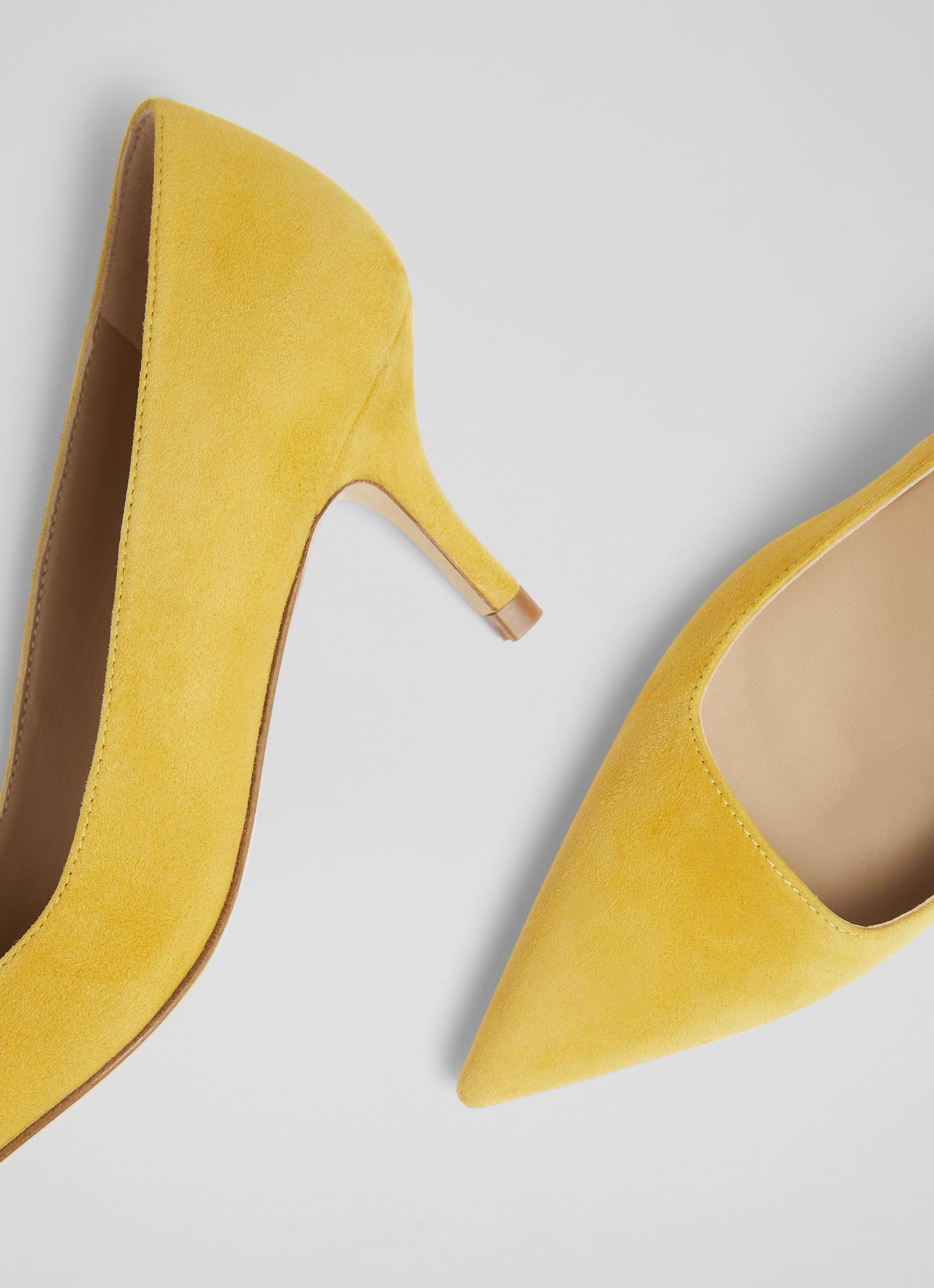 Beatrice Yellow Suede Mid-Heel Courts The Archive Sale