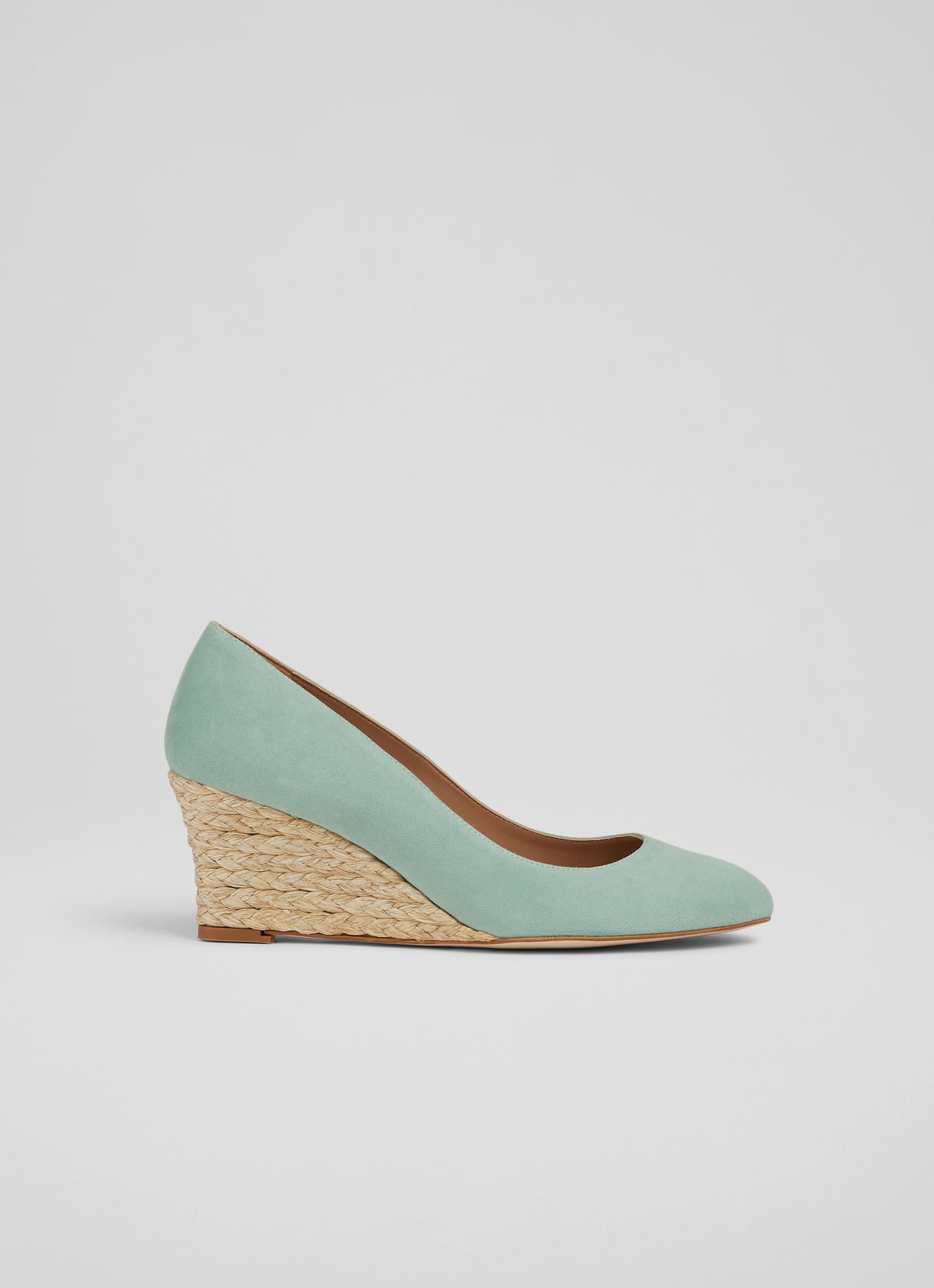 L.K.Bennett Eevi Mint Suede Espadrille Wedges, Green