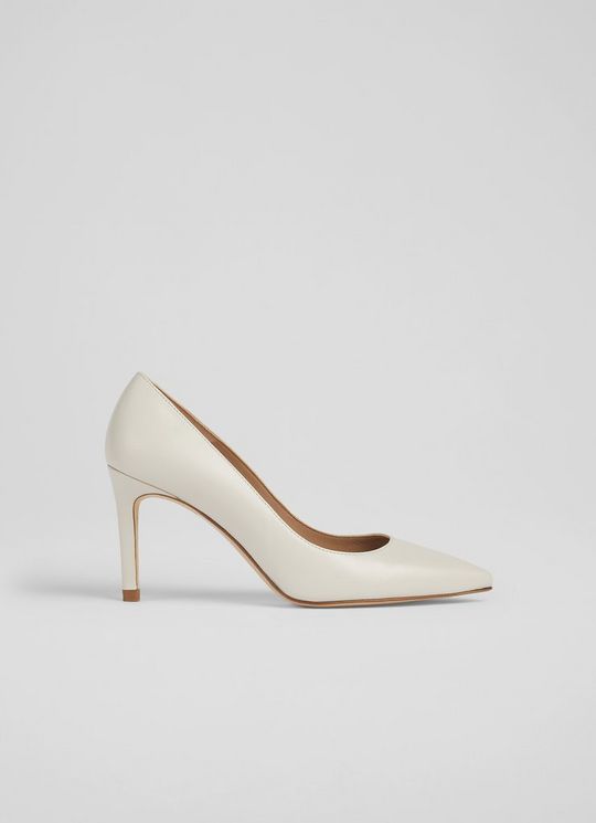 L.K.Bennett Floret Nude 1 Leather Pointed Toe Courts Cream, Cream