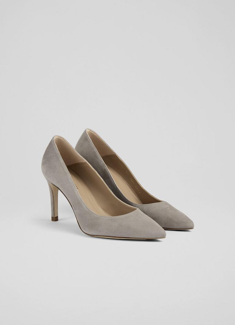 Grey suede court clearance shoes uk