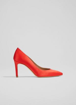 Floret Red Poppy Satin Pointed Toe Courts