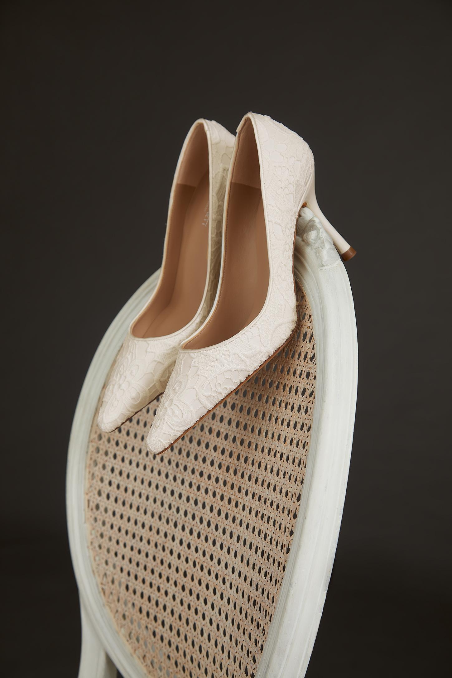 L.K.Bennett Leilani Cream Lace Wedding Shoes, Cream