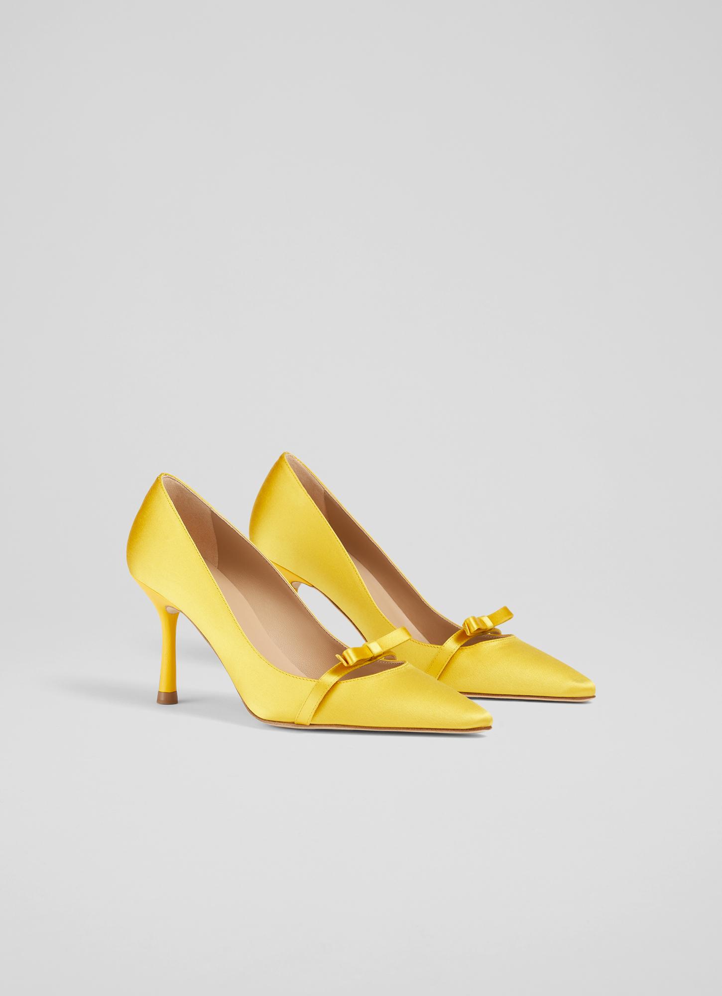 Viola Yellow Satin Bow Front Courts View All Shoes