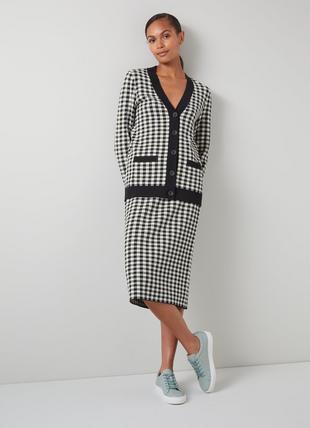 Lea Blue and Cream Gingham Check Cardigan