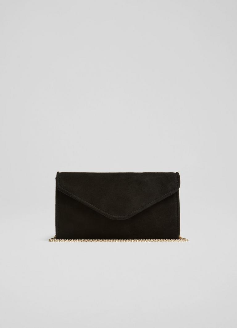 Black suede clutch purse sale