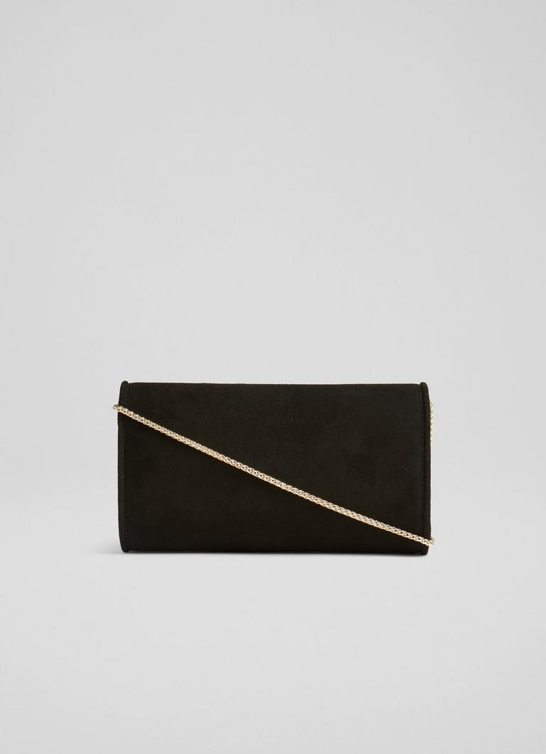 Black suede clutch purse sales