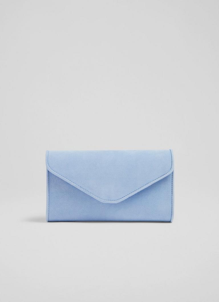 Dominica Suede Clutch Pale Blue Clutch Bag LK Bennett