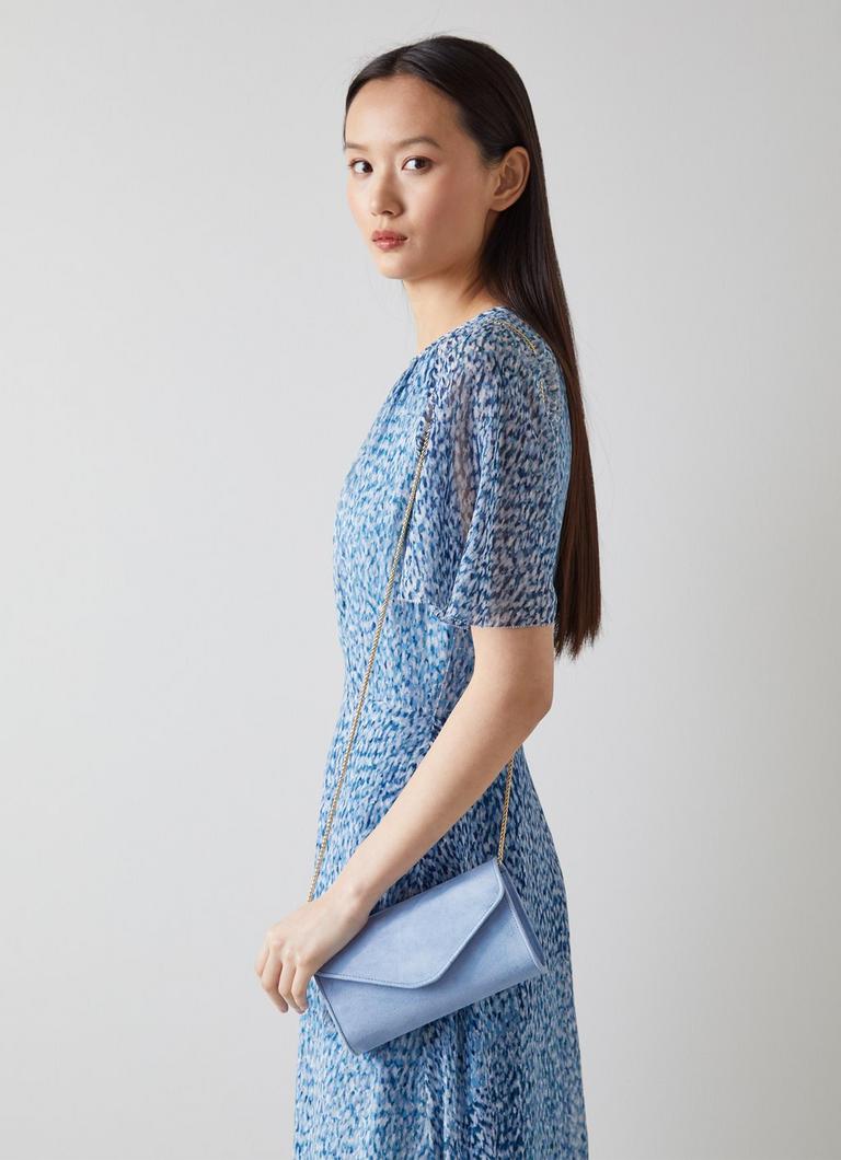Light blue 2025 suede clutch bag