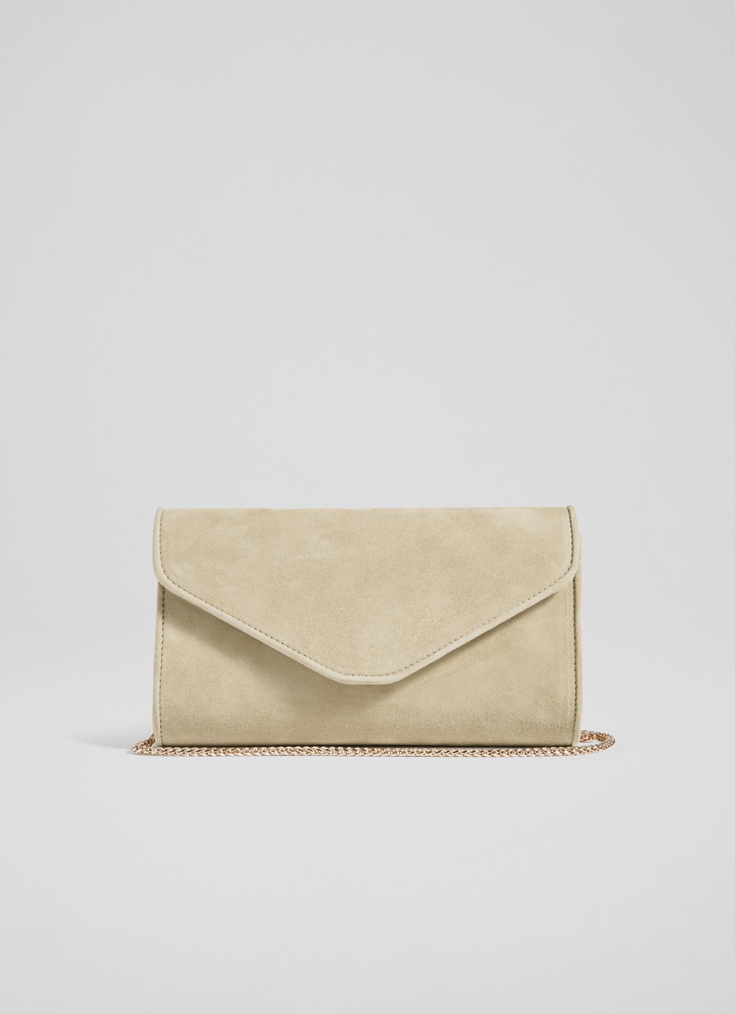 L.K.Bennett Dominica Beige Suede Clutch Bag Trench, Trench