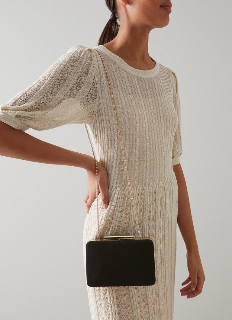LKBennett ドッティ ブラック スエード クラッチバッグ Dotty Black Suede Clutch Bag | blackfriday | L.K.Bennett, London