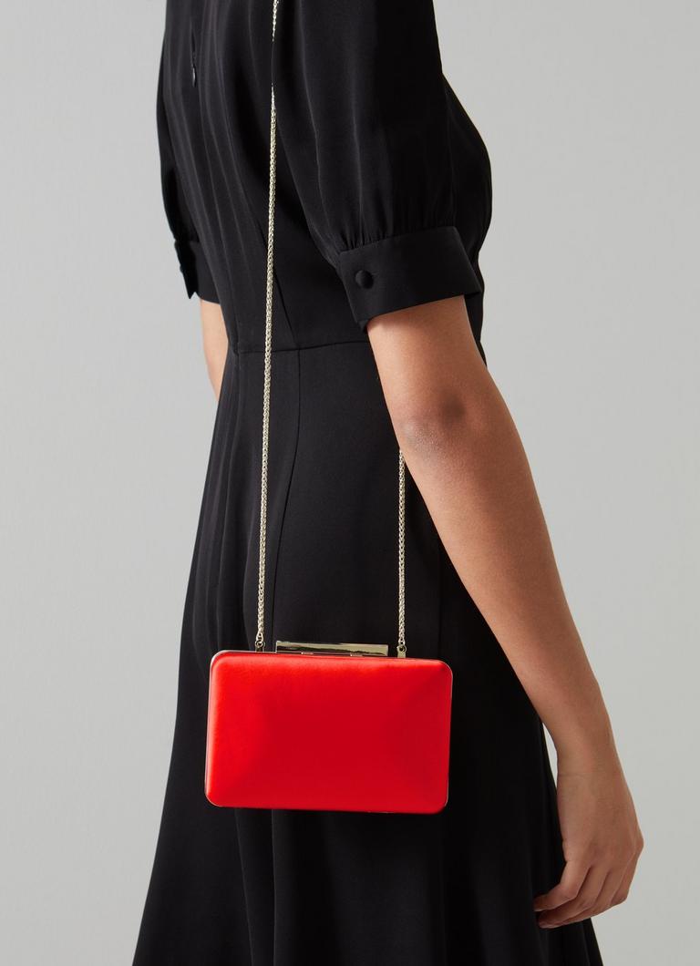Dotty Red Satin Clutch Bag The Archive Sale L.K.Bennett London