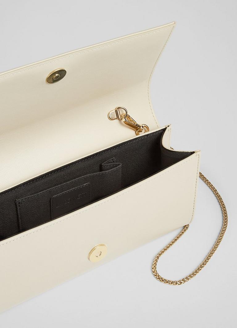 Cream leather clutch sales bag
