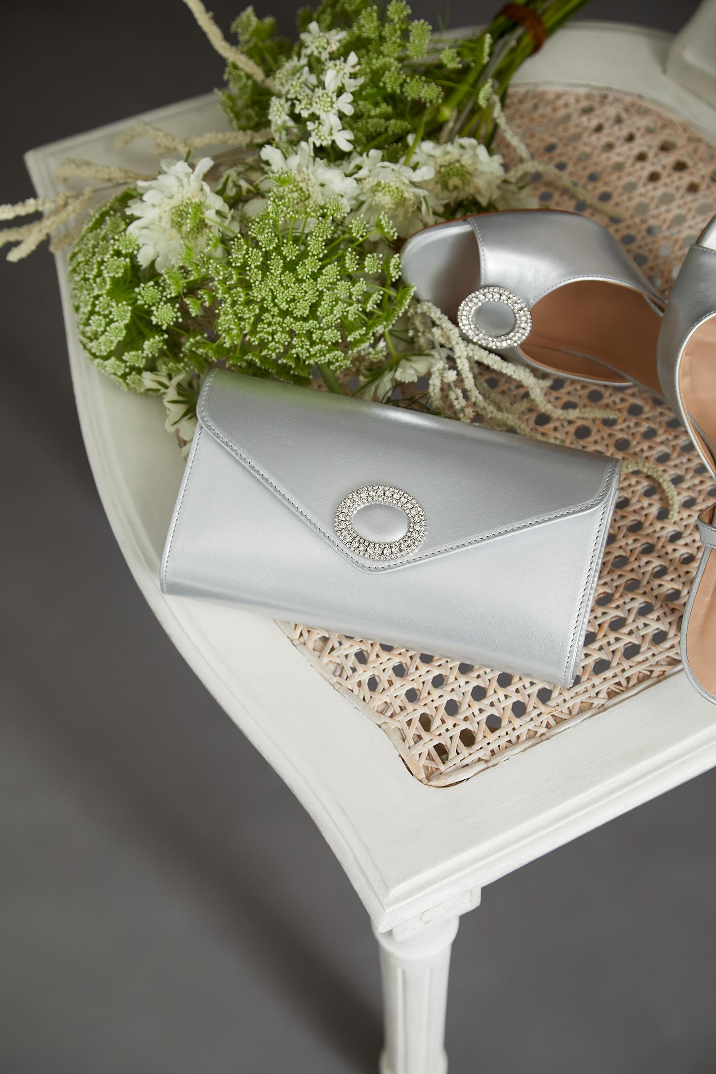 Luciana Silver Leather Wedding Clutch Bag blackfriday