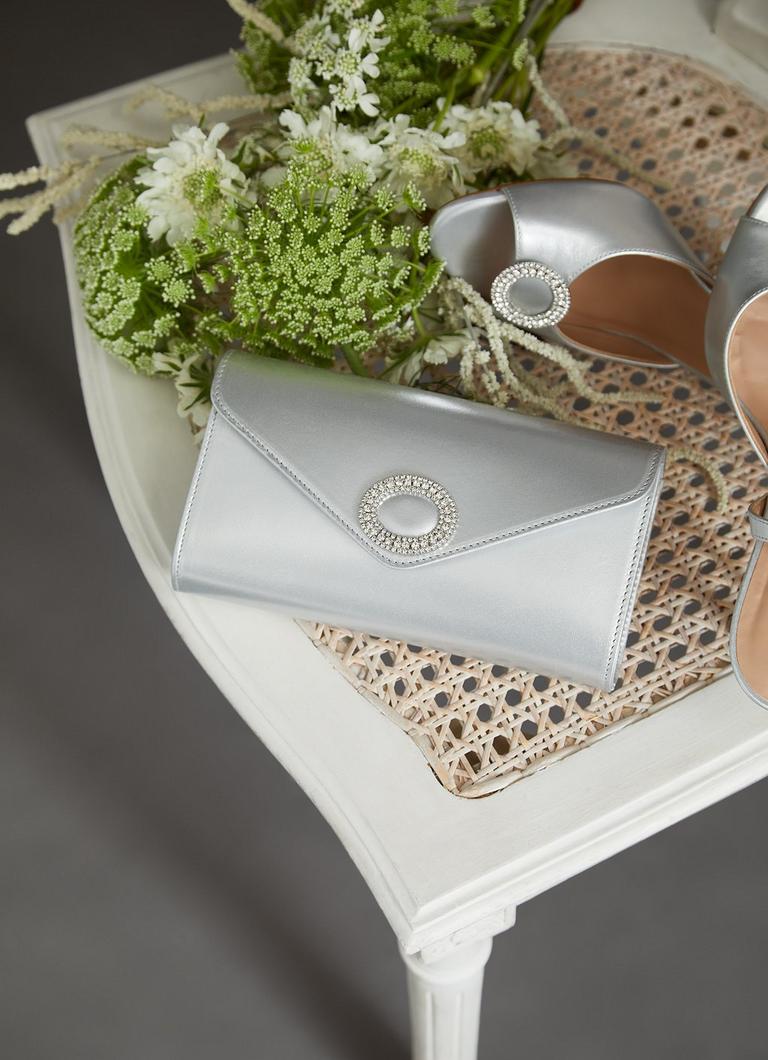 Luciana Silver Leather Wedding Clutch Bag Bridal Clutches L.K