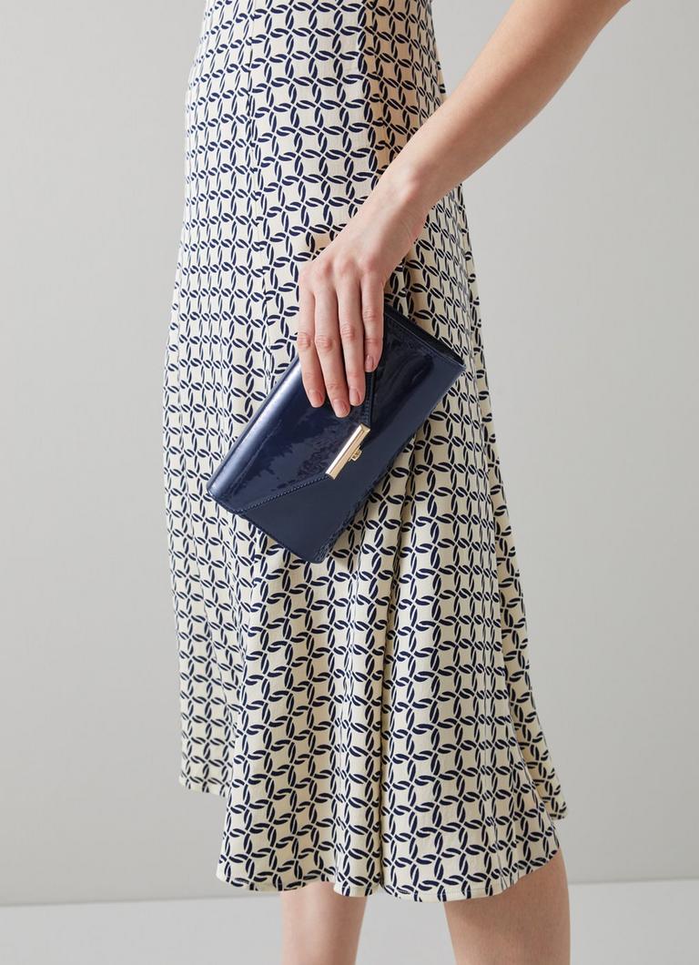 Navy patent leather clutch bag online