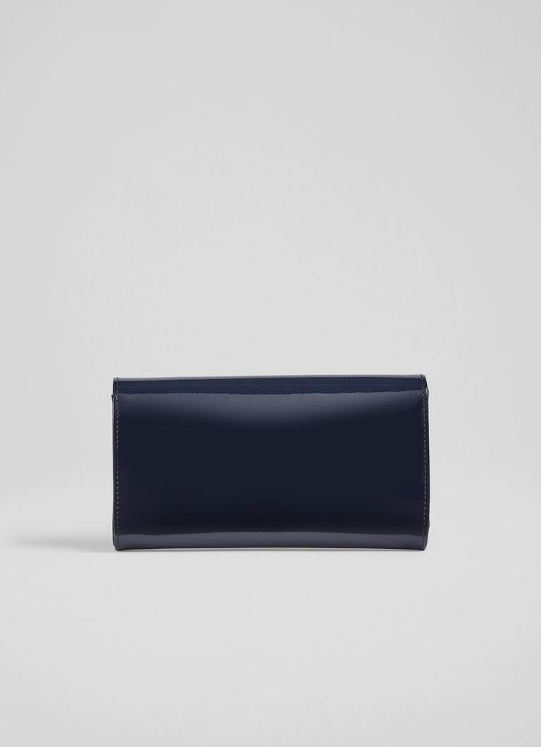 Navy patent leather clutch sales