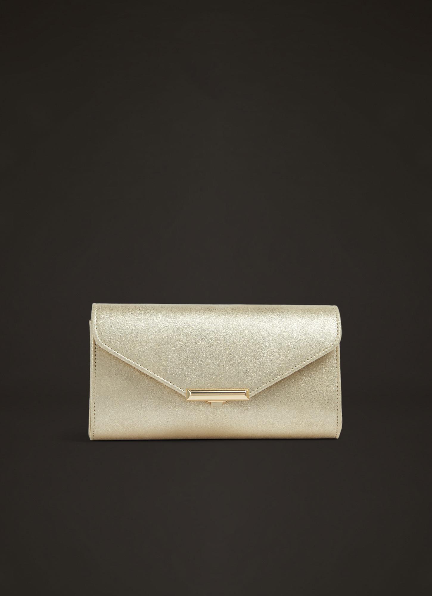 L.K.Bennett Lucy Soft Gold Suede Clutch, Soft Gold