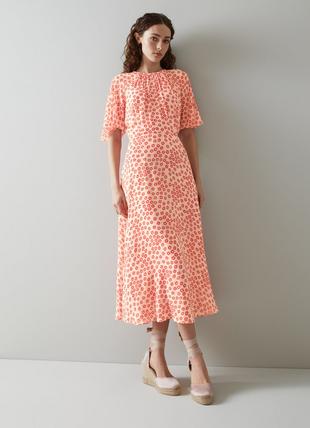 Elowen Pink Blossom Print Midi Dress