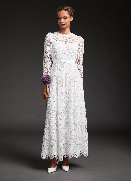 L.K.Bennett Lila Off-White Lace Wedding Dress, White