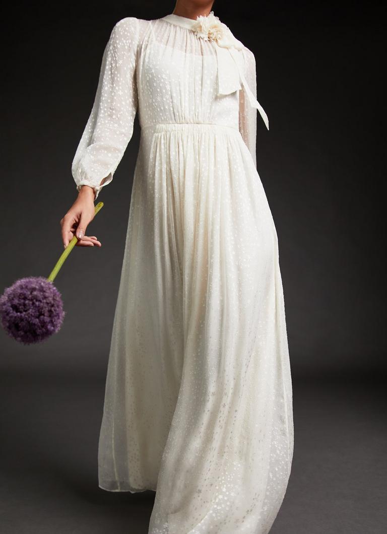 Lovette Cream Devore Long Wedding Dress blackfriday L.K.Bennett London