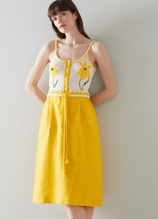 Lucia Cream and Yellow Embroidered Cami Dress